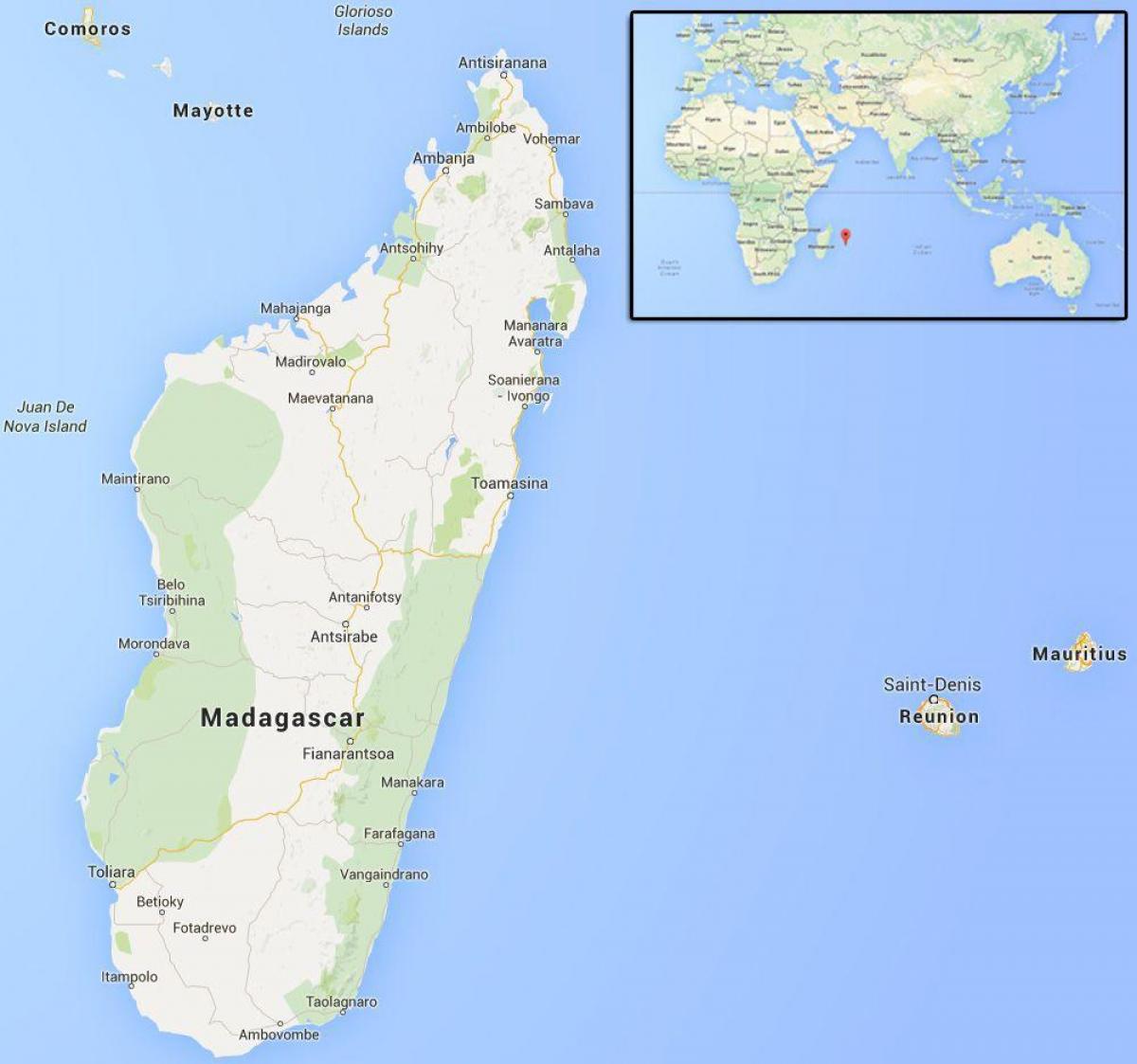 mapa das illas preto de Madagascar