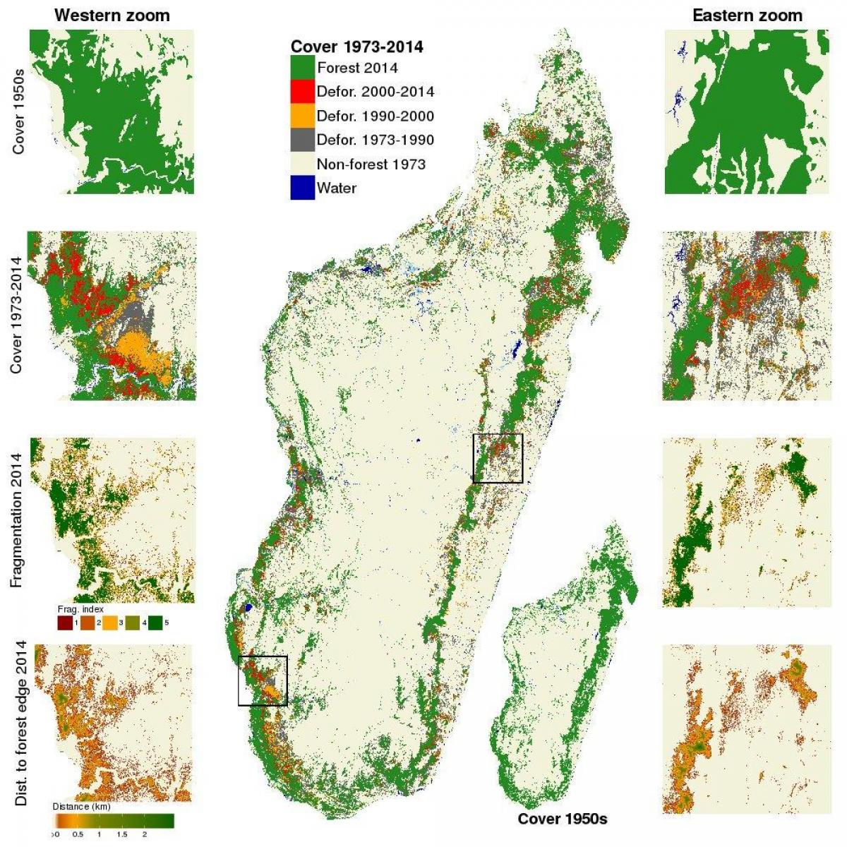 mapa de Madagascar deforestación