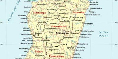 Madagascar mapa con cidades