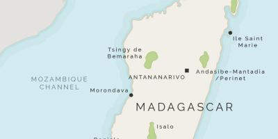 Mapa de Madagascar e as illas veciñas