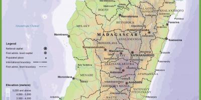 Mapa do mapa físico de Madagascar