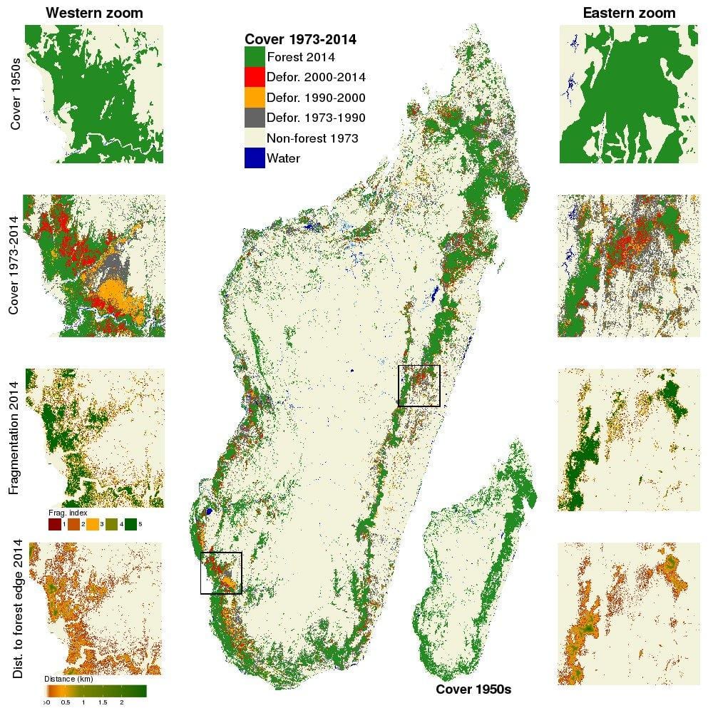 mapa de Madagascar deforestación