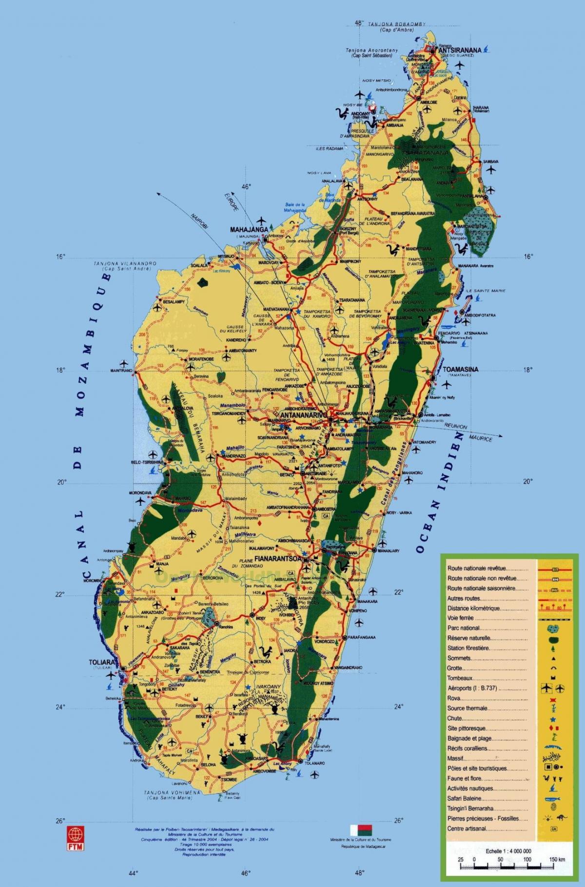 Madagascar atraccións turísticas mapa