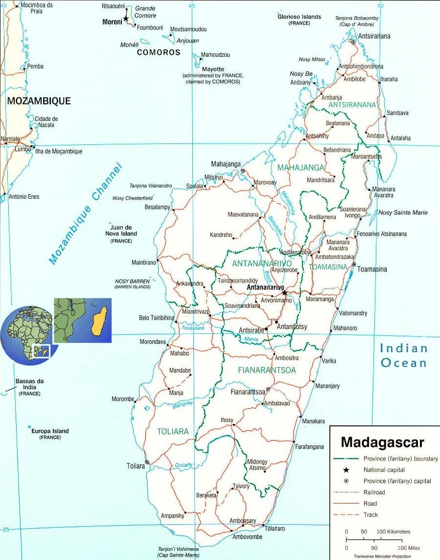 mapa de Madagascar río