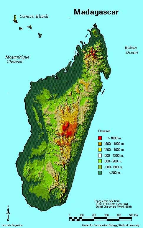 mapa de Madagascar xeografía