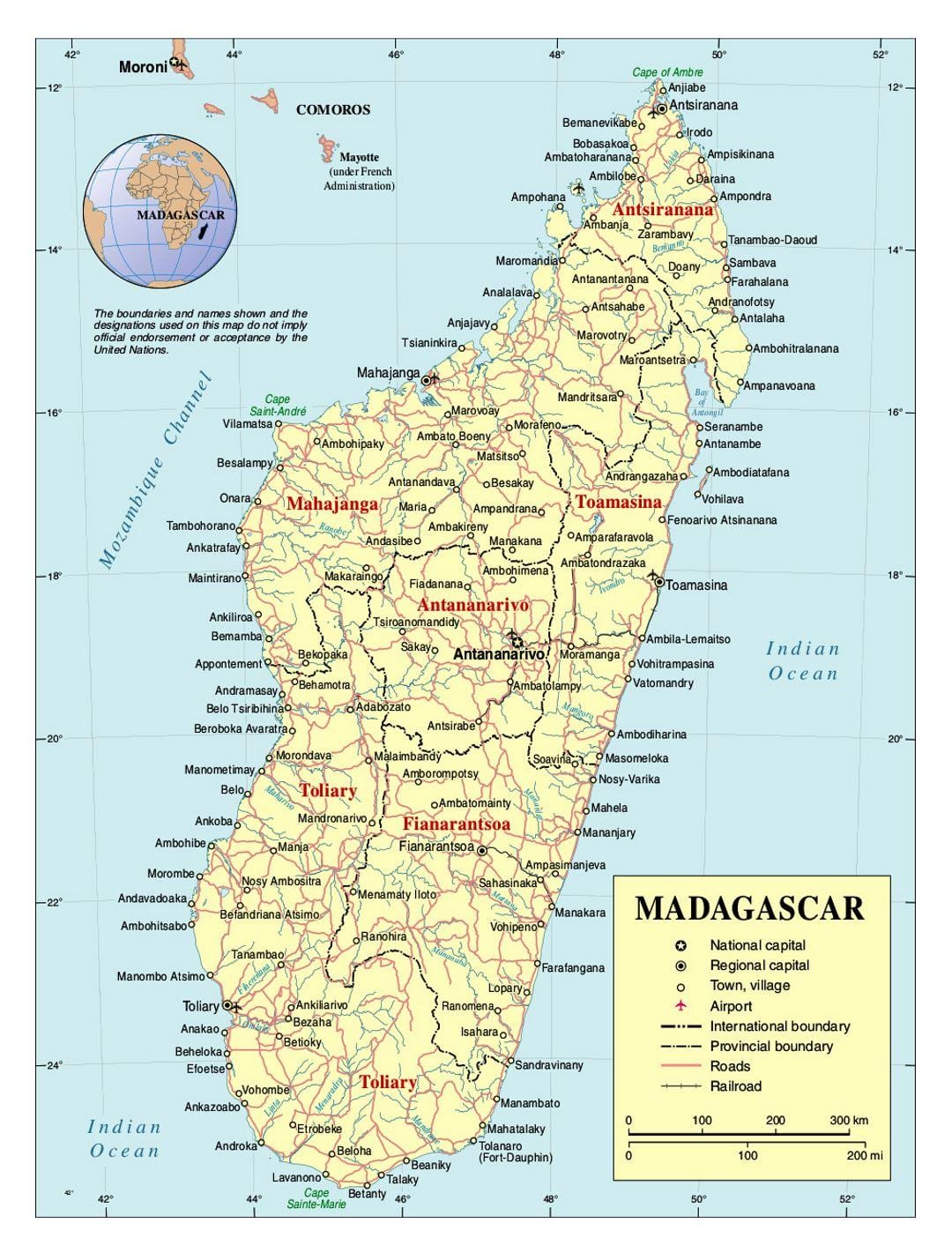 mapa detallado de Madagascar