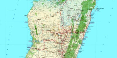 Mapa topográfico de Madagascar