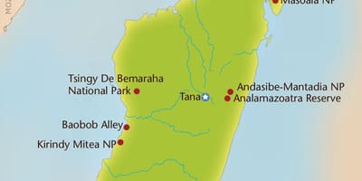 Mapa de Madagascar montañas